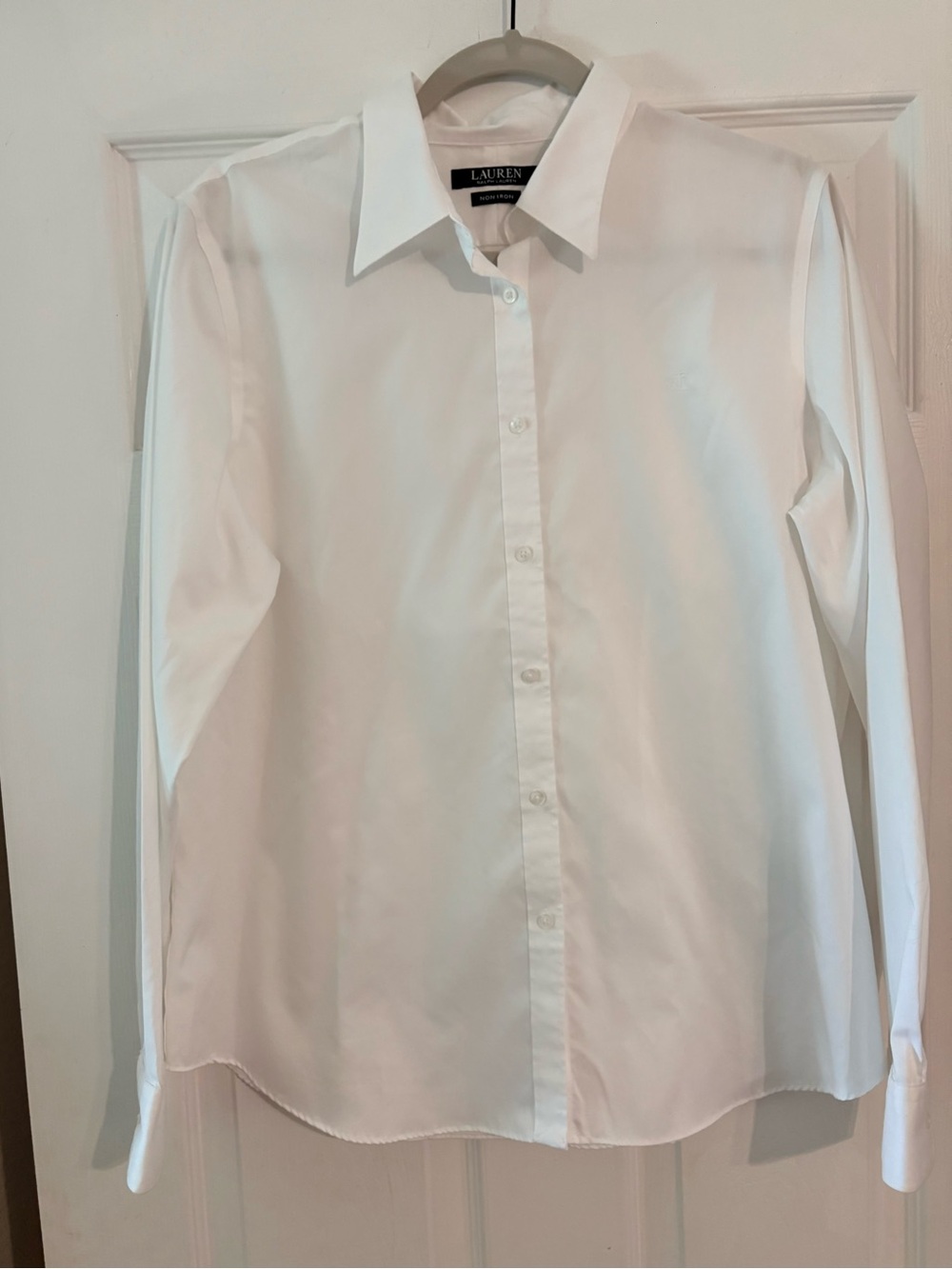 Lauren Ralph Lauren Women’s XL White Button Down Shirt Cotton Monogram LRL